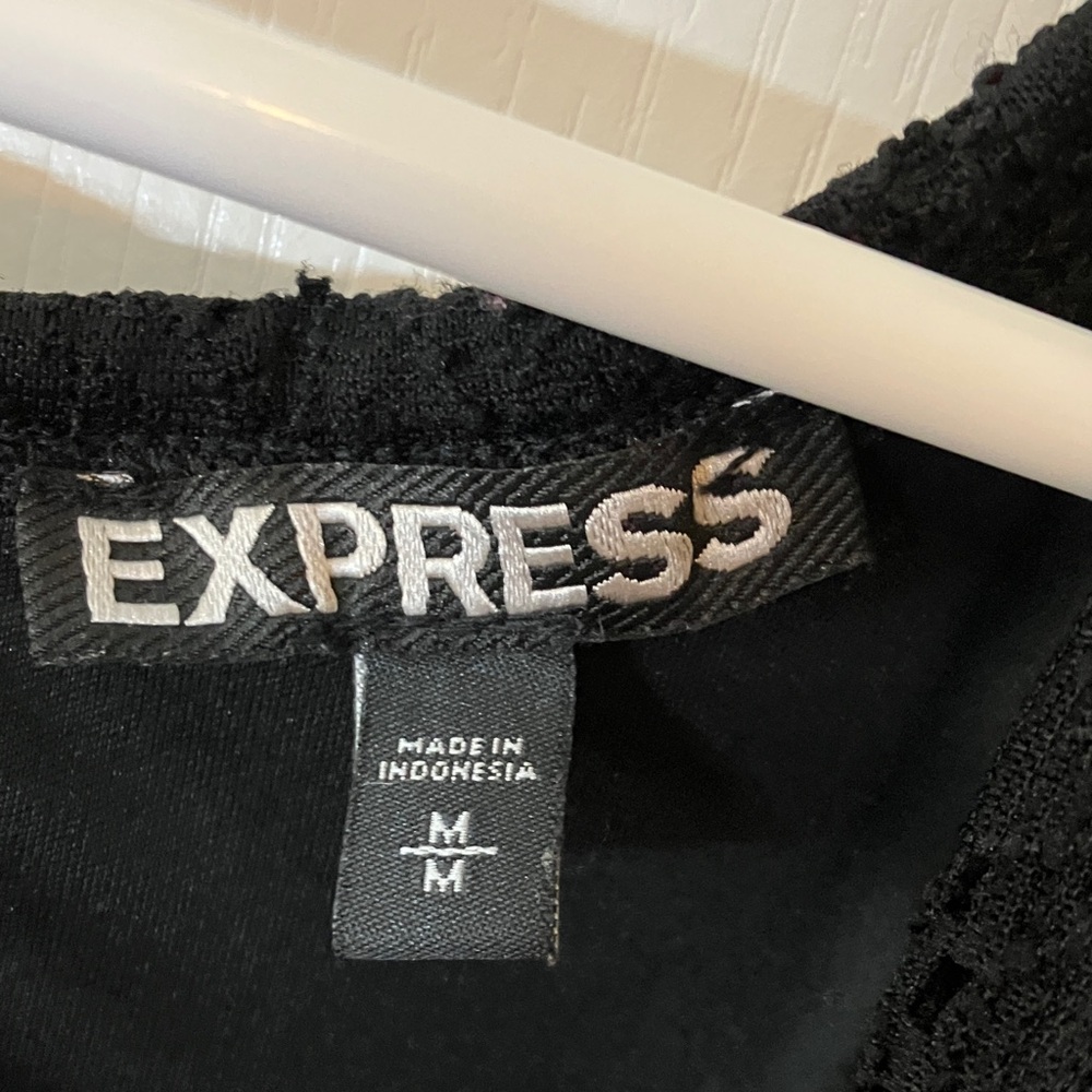 Express Black lace fully lined stretch skater skirt dress, medium - Picture 3 of 5